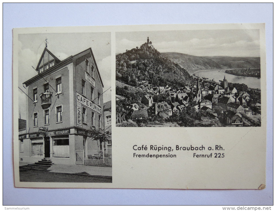 (4/6/71) AK "Braubach Am Rhein" Café Rüping (Fremdenpension), Und Ortsansicht Um 1937 - Braubach