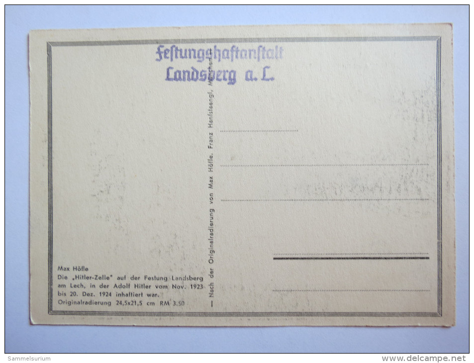 (4/6/77) AK "Hitler-Zelle" Auf Der Festung Landsberg A. Lech, Um 1938 - Gefängnis & Insassen