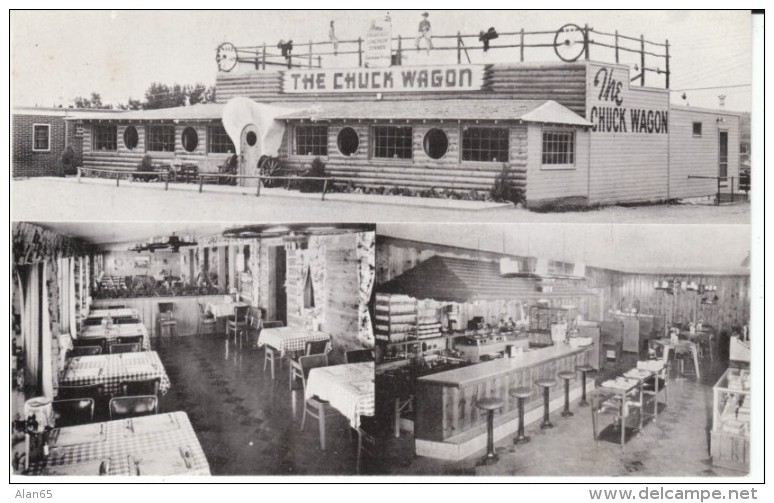 Rapid City South Dakota, Chuck Wagon Cafe Restaurant Interior View, Roadside Atrraction, C1950s Vintage Postcard - Rapid City