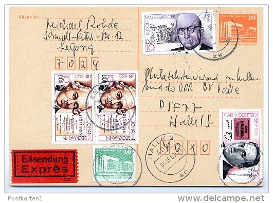 DDR P86 Postkarte EILSENDUNG Leipzig-Halle 1989 - Postcards - Used