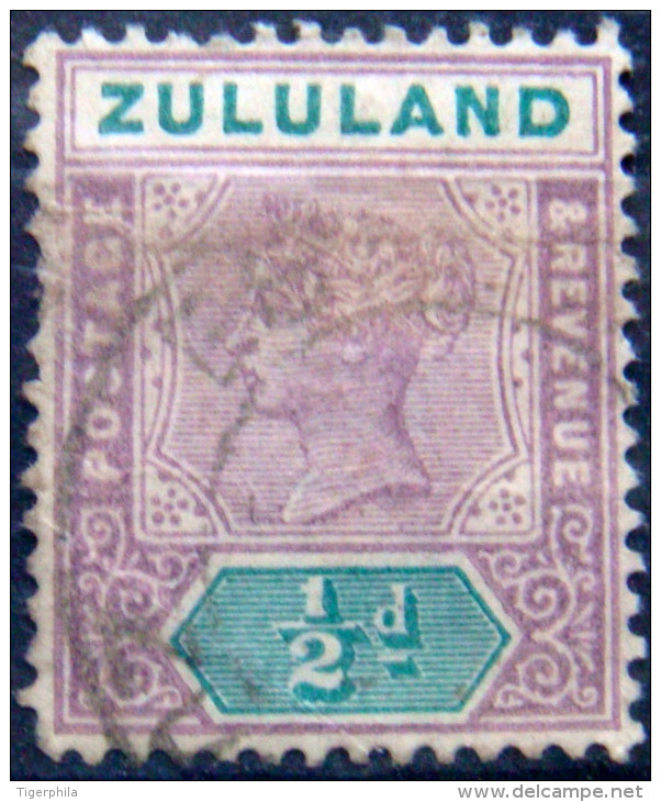 ZULULAND 1894 1/2d Queen Victoria USED Scott15 CV$6 - Zululand (1888-1902)