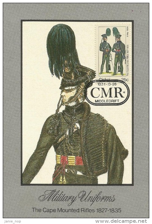 South Africa Ciskei 1984 Military Uniforms, The Cape Mounted Rifles, Maximum Card - Ciskei