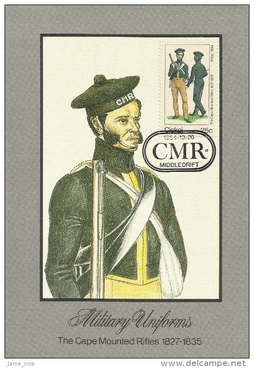 South Africa Ciskei 1984 Military Uniforms, The Cape Mounted Rifles, Maximum Card - Ciskei