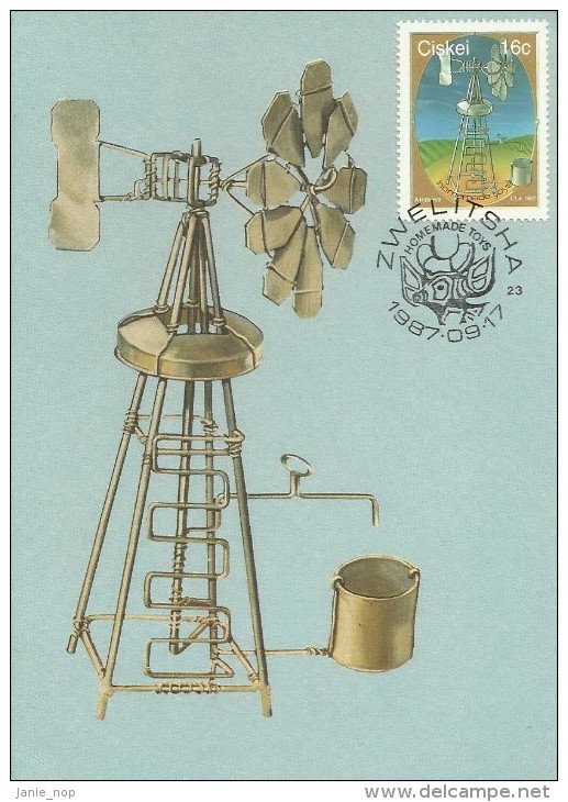 South Africa Ciskei 1987 Homemade Toys, Windmill, Maximum Card - Ciskei