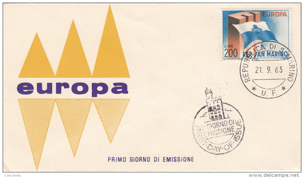 Enveloppe  FDC   1er  Jour   SAINT  MARIN   EUROPA    1963 - 1963