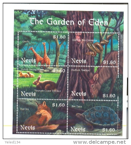 NEVIS   1258 MINT NEVER HINGED MINI SHEET OF WILDLIFE & ANIMALS  ; GARDEN OF EDEN - Autres & Non Classés