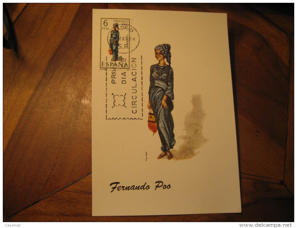 Madrid 1968 Regional Costume Dress Maxi Maximum Card Guinea FERNANDO POO Spain Colonies Area Espa&ntilde;a - Fernando Poo