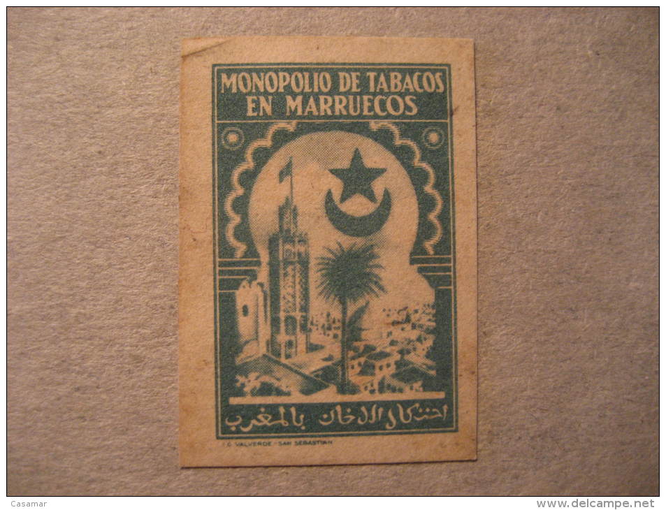 Tabaco Tobacco Green Blue Poster Stamp Label Vignette Vi&ntilde;eta Spain Colonies Area Espa&ntilde;a Marruecos Morocco - Spanisch-Marokko