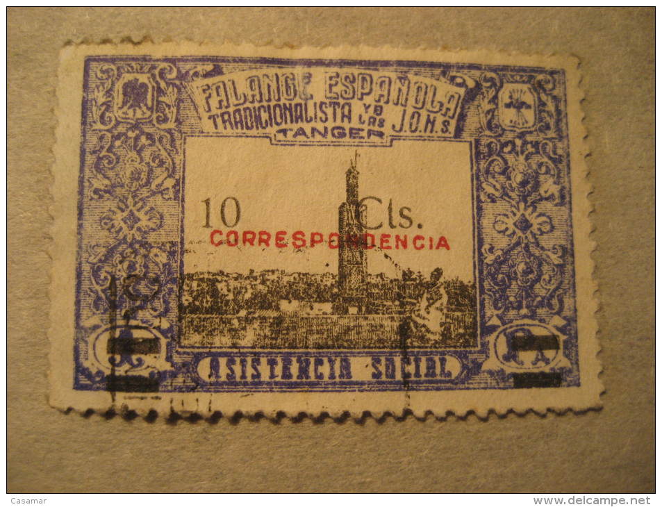 TANGER Falange Asistencia Social Poster Stamp Label Vignette Vi&ntilde;eta Spain Colonies Area Espa&ntilde;a Marruecos M - Spanish Morocco