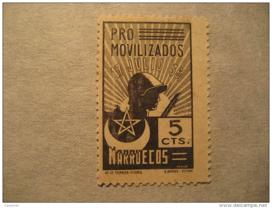 Pro Movilizados Spanish Civil War Poster Stamp Label Vignette Vi&ntilde;eta Spain Colonies Area Espa&ntilde;a Marruecos - Maroc Espagnol