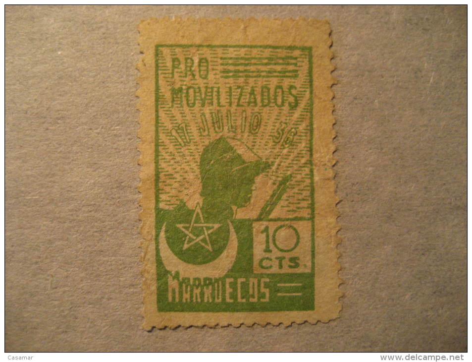 Pro Movilizados Spanish Civil War Poster Stamp Label Vignette Vi&ntilde;eta Spain Colonies Area Espa&ntilde;a Marruecos - Marocco Spagnolo