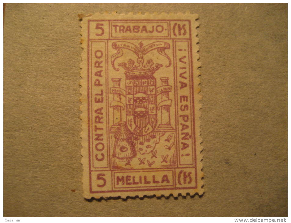MELILLA Poster Stamp Label Vignette Vi&ntilde;eta Guerra Civil Civil War Spain Colonies Area Espa&ntilde;a Marruecos Mor - Spanish Morocco
