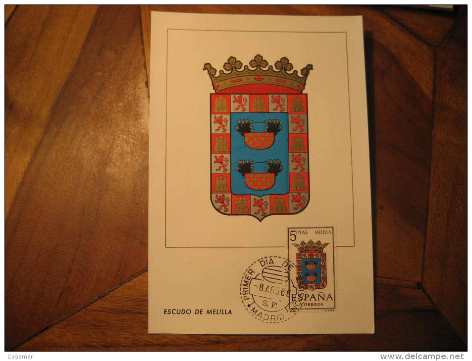 Madrid 1966 MELILLA Coat Of Arms Arm Escudo Maxi Maximum Card Spain Colonies Area Espa&ntilde;a Marruecos Morocco Maroc - Marocco Spagnolo