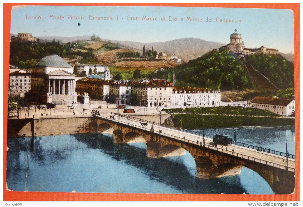 Torino 1911 - Cartolina Viaggiata - Ponte Vittorio Emanuele I  - Gran Madre Di Dio E Monte Dei Cappuccini - Bridges