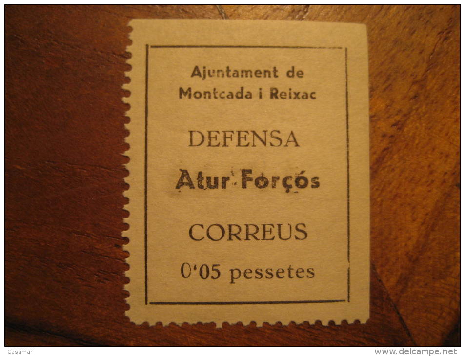 Ajuntament MONTCADA I REIXAC Barcelona Defensa Atur Poster Stamp Label Vignette Vi&ntilde;eta Espa&ntilde;a Guerra Civil - Viñetas De La Guerra Civil