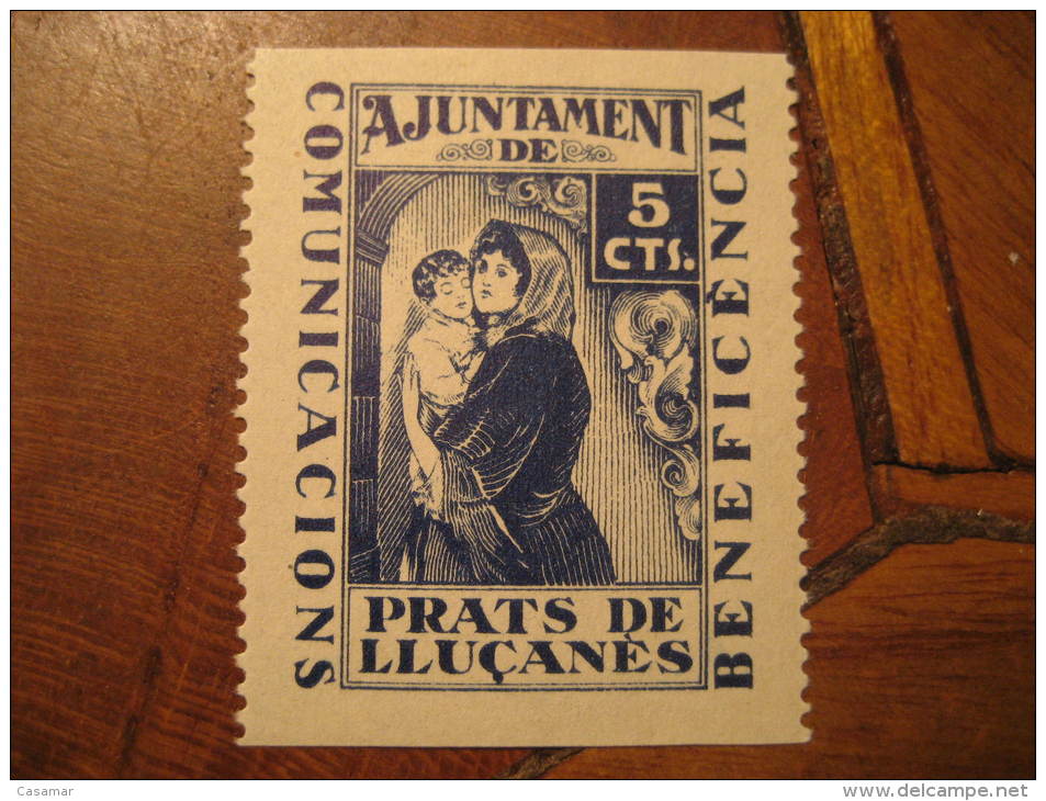 Ajuntament PRATS DE LLUÇANES Barcelona Beneficiencia Poster Stamp Label Vignette Vi&ntilde;eta Espa&ntilde;a Guerra Civi - Viñetas De La Guerra Civil