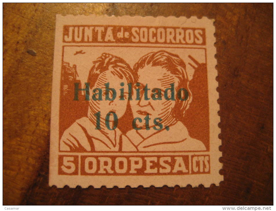 OROPESA Castellon Junta De Socorros Overprinted Poster Stamp Label Vignette Vi&ntilde;eta Espa&ntilde;a Guerra Civil War - Viñetas De La Guerra Civil