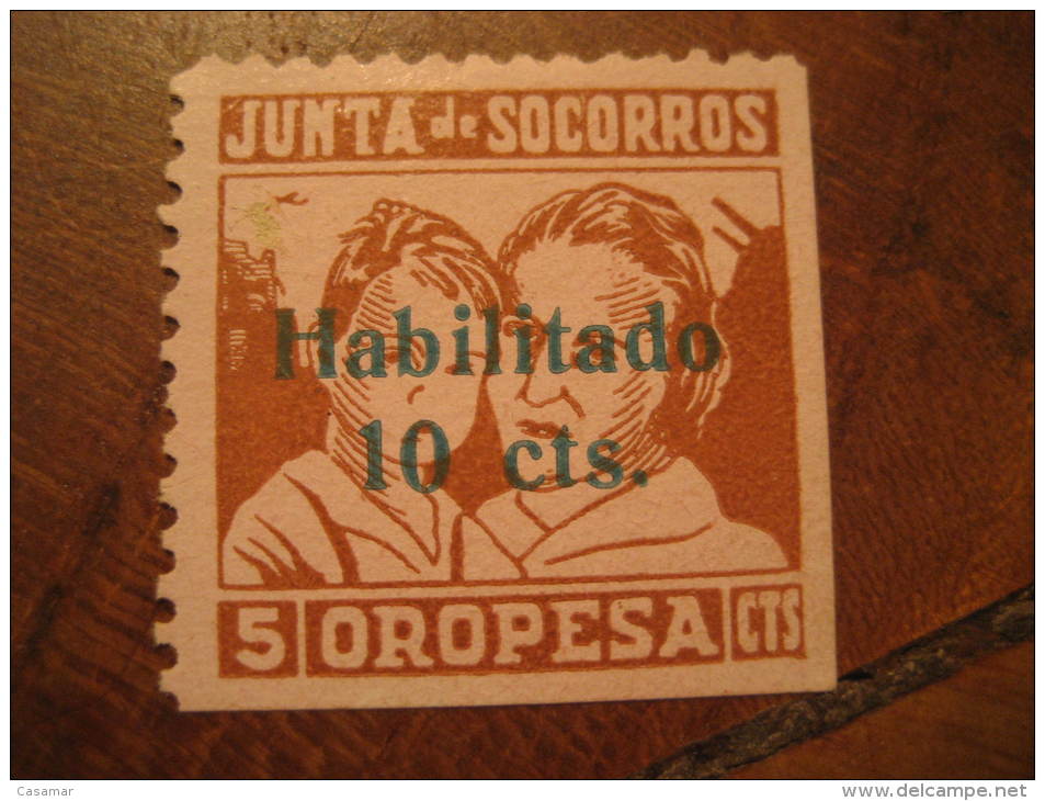 OROPESA Castellon Junta De Socorros Overprinted Poster Stamp Label Vignette Vi&ntilde;eta Espa&ntilde;a Guerra Civil War - Viñetas De La Guerra Civil