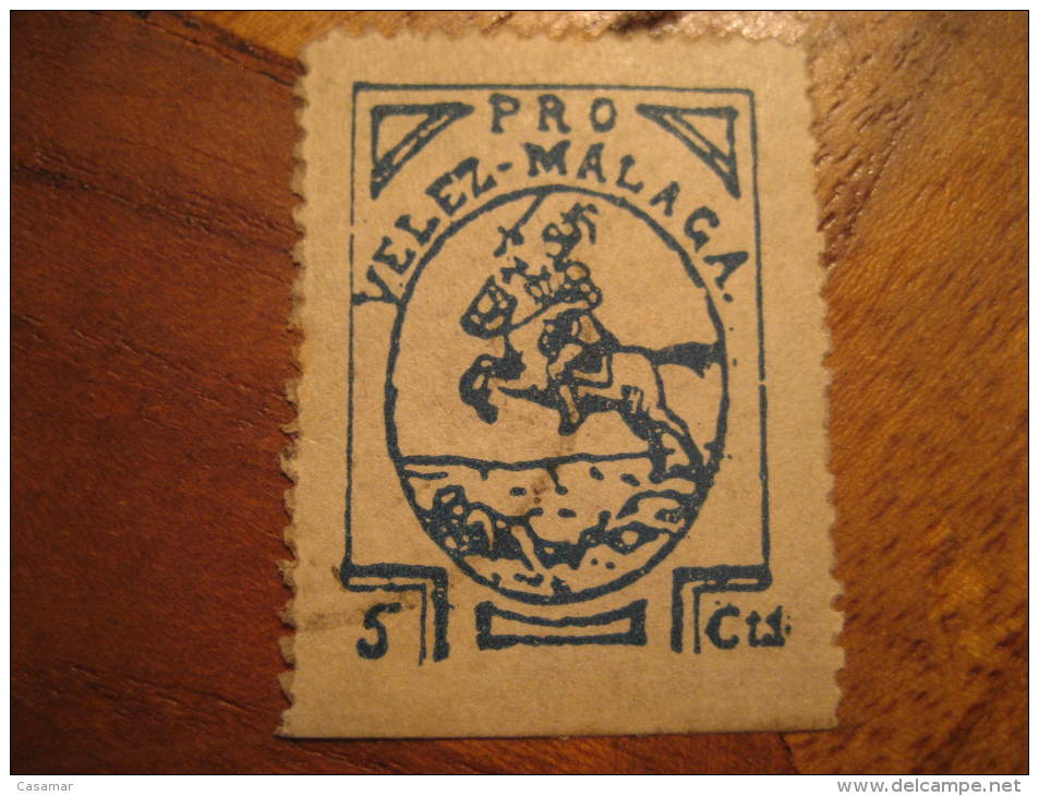 Pro VELEZ - Malaga Caballo Horse Poster Stamp Label Vignette Vi&ntilde;eta Espa&ntilde;a Guerra Civil War Spain - Viñetas De La Guerra Civil