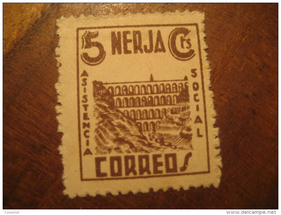 NERJA Malaga Asistencia Social Acueducto Poster Stamp Label Vignette Vi&ntilde;eta Espa&ntilde;a Guerra Civil War Spain - Viñetas De La Guerra Civil