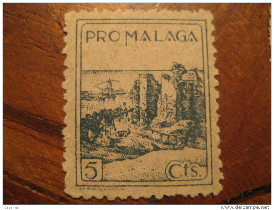 Pro MALAGA Poster Stamp Label Vignette Vi&ntilde;eta Espa&ntilde;a Guerra Civil War Spain - Viñetas De La Guerra Civil