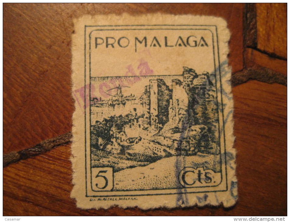 RONDA Sobrecarga Overprinted Pro MALAGA Poster Stamp Label Vignette Vi&ntilde;eta Espa&ntilde;a Guerra Civil War Spain - Viñetas De La Guerra Civil