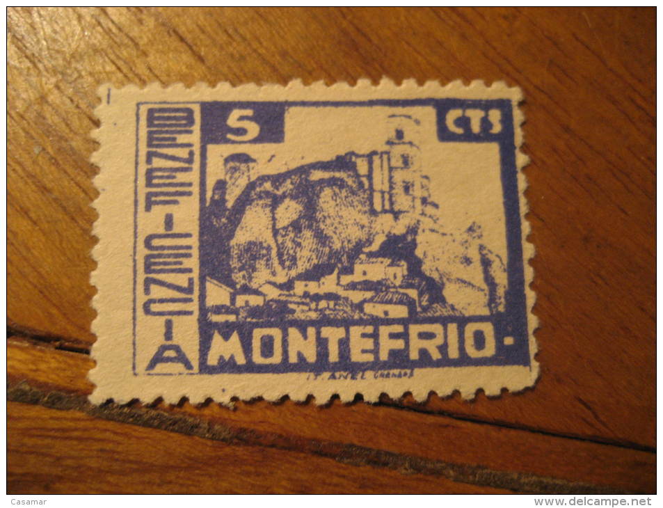 MONTEFRIO Malaga Beneficiencia Poster Stamp Label Vignette Vi&ntilde;eta Espa&ntilde;a Guerra Civil War Spain - Viñetas De La Guerra Civil