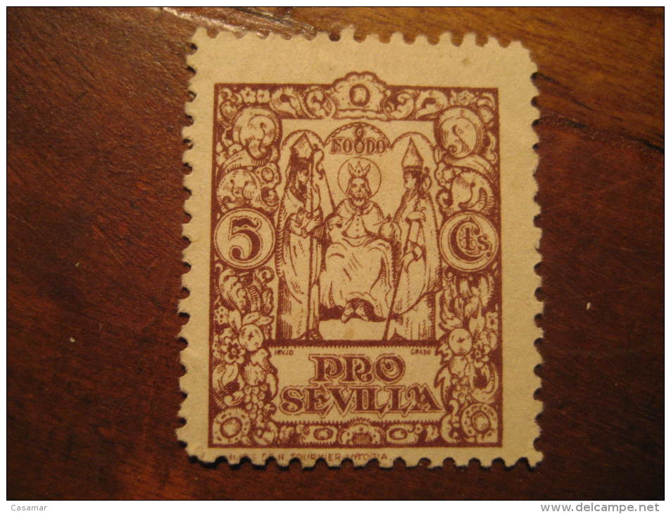 Pro SEVILLA Poster Stamp Label Vignette Vi&ntilde;eta Espa&ntilde;a Guerra Civil War Spain - Viñetas De La Guerra Civil