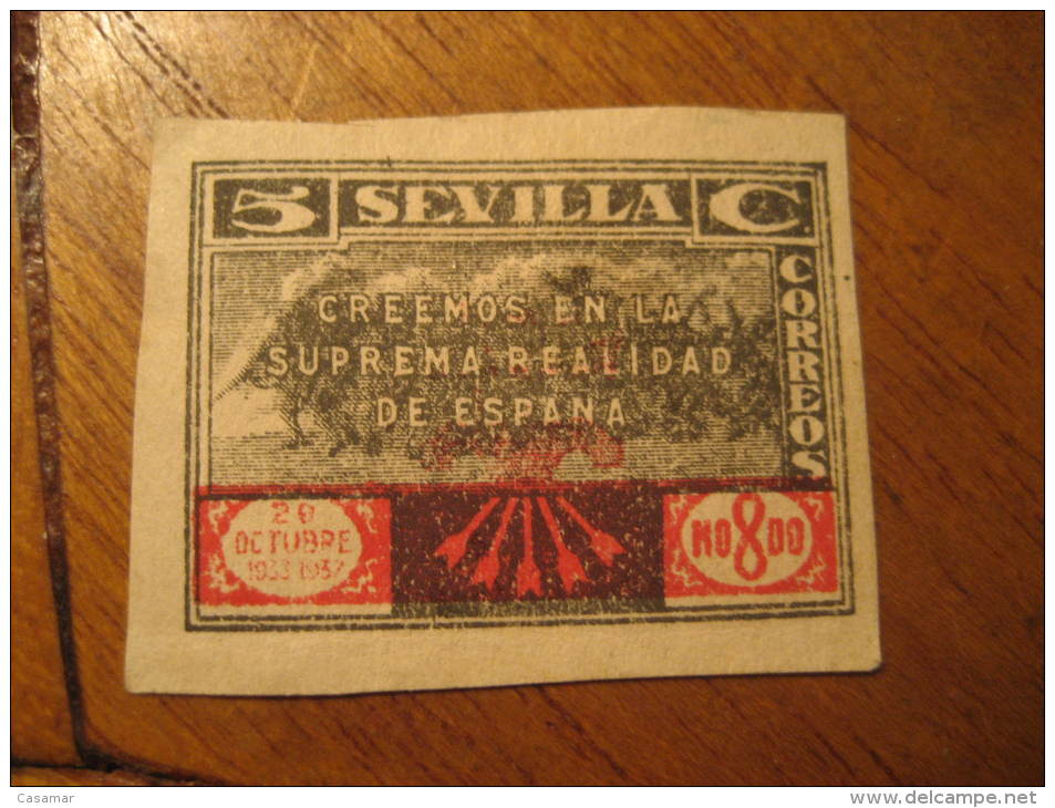 SEVILLA Falange NO DO NODO Poster Stamp Label Vignette Vi&ntilde;eta Espa&ntilde;a Guerra Civil War Spain - Viñetas De La Guerra Civil