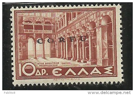 CORFU´ 1941  SOPRASTAMPATO  DI GRECIA OVERPRINTED GREECE DX 10 DRACME MNH FIRMATO SIGNED - Korfu