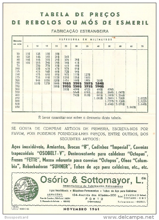 Porto - Envelope Comercial Da Firma "Osório & Sottomayor" C/ 6 Folhas Publicitárias Publicidade. - Portugal