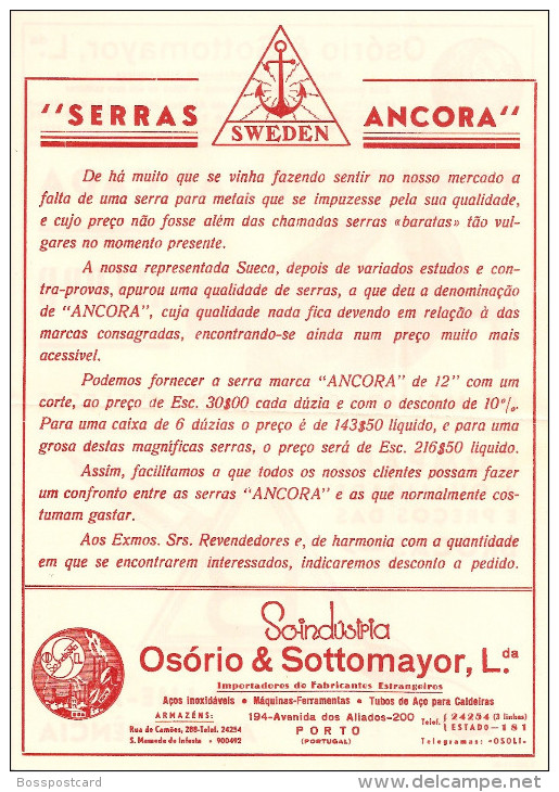 Porto - Envelope Comercial da Firma "Osório & Sottomayor" c/ 6 Folhas Publicitárias Publicidade.