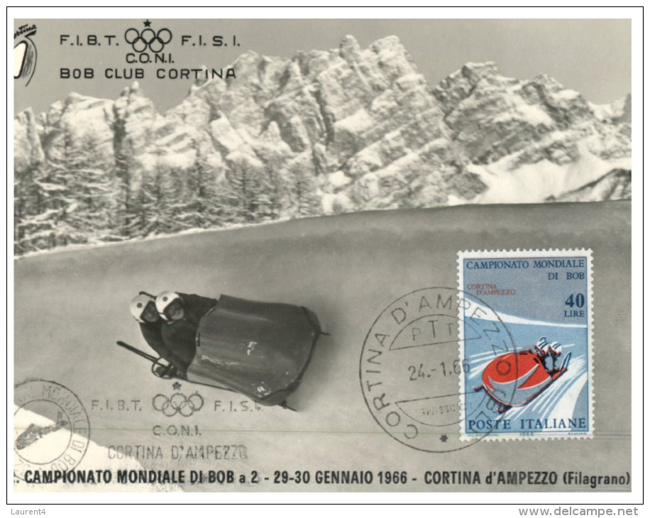 (PF 250) Italy - Bob Club Cortina - Winter Olympic Games Maxi Card - Jeux Olympiques