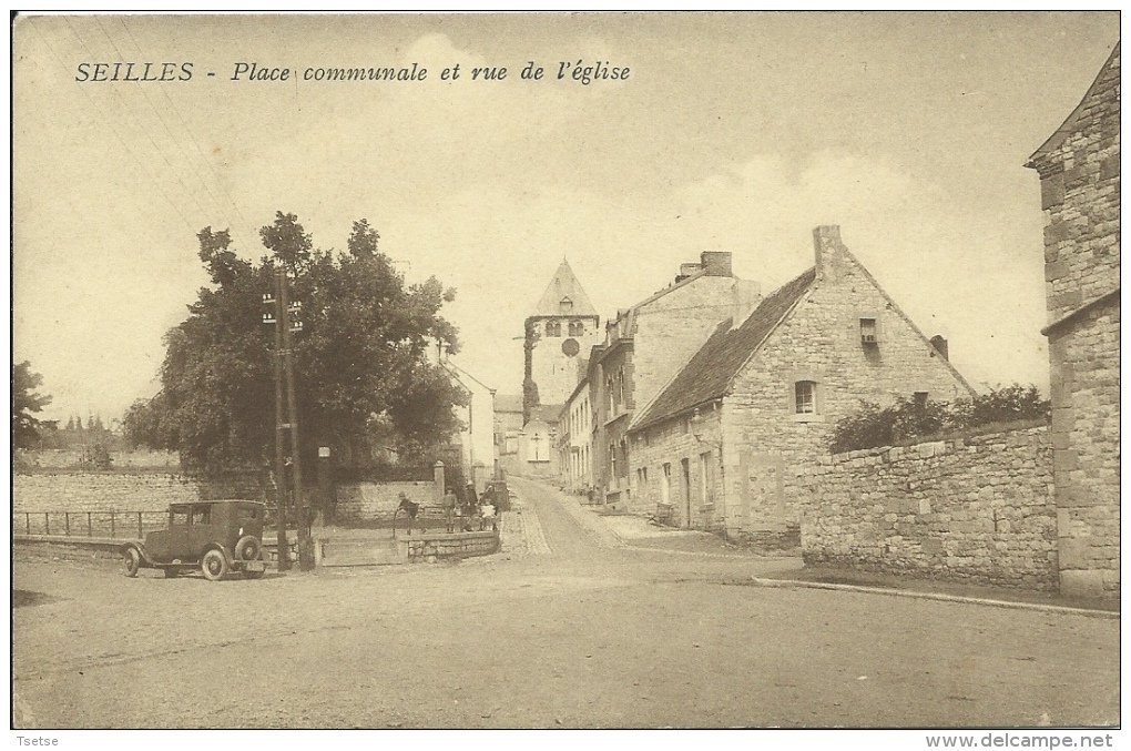 Seilles - Place Communale Et Rue De L'Eglise -Oldtimer  ( Voir Verso ) - Andenne