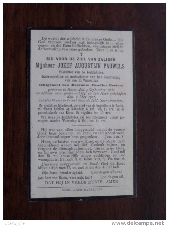 Jozef Augustijn PAUWELS ( Carolina Peeters ) Boom 4 Sept 1833 - 1 Mei 1901 ( DP ) ! - Religión & Esoterismo