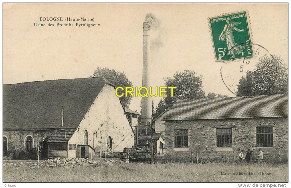 Cpa 52 Bologne, Usine Des Produits Pyroligneux, Groupe D'ouvriers...., Carte Peu Courante Affranchie 1912 - Other & Unclassified