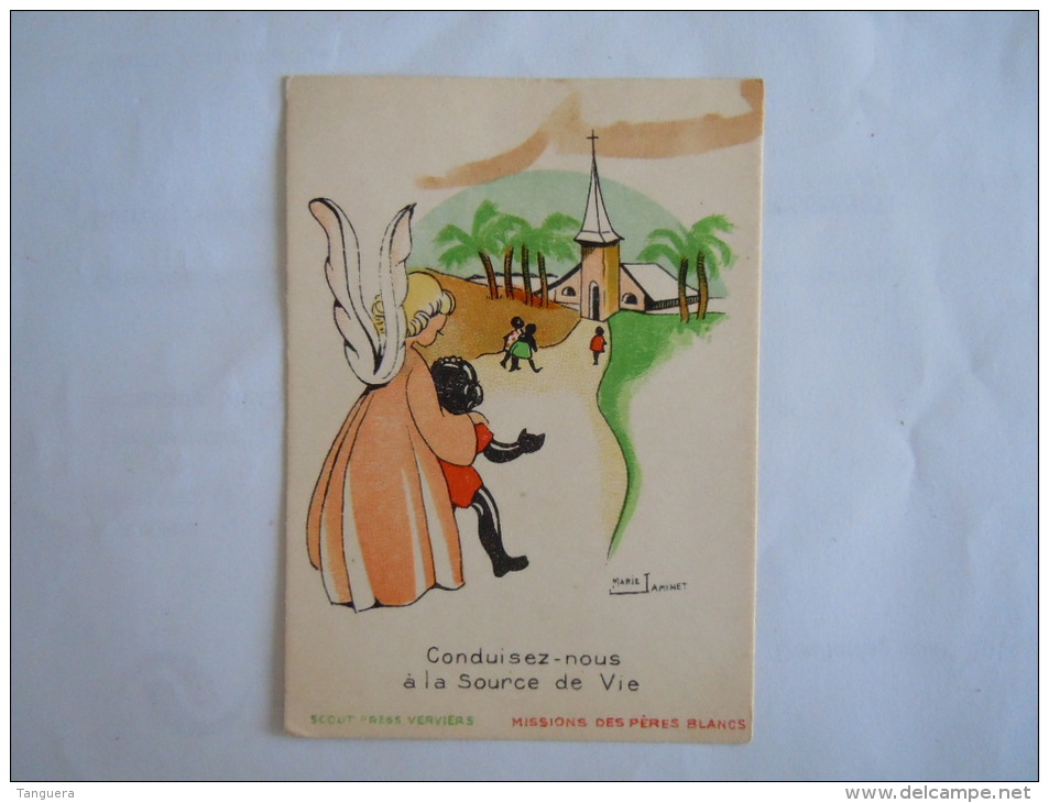 Image Pieuse Holy Card Santini  Enfant Kindje Met Engel Ange Illustrateur Marie Jaminet Scout Press Verviers - Devotion Images