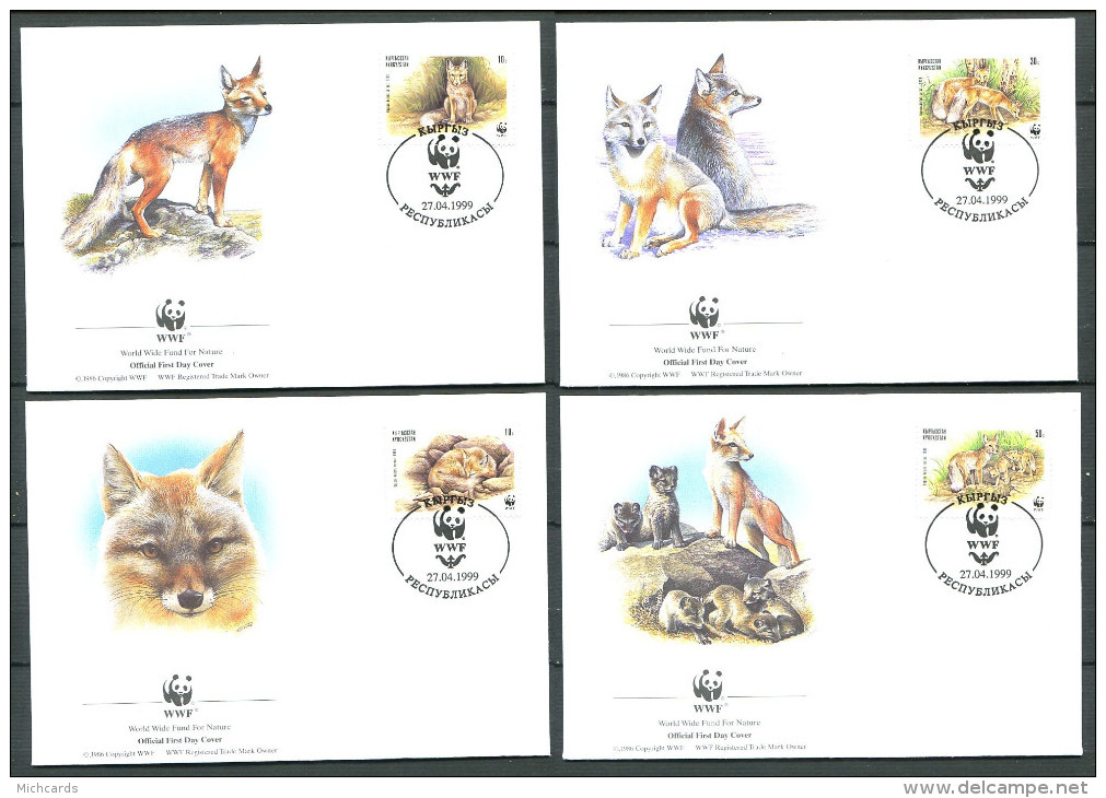 KIRGHIZISTAN 1999 - 4 Env WWF 1er Jour - Renard - (Y 135/38) - FDC