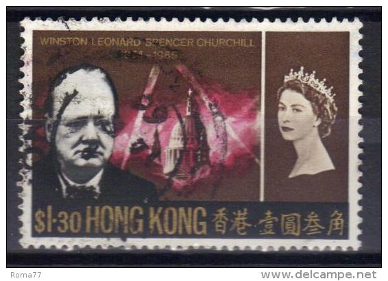 W888 - HONG KONG 1966 , Elisabetta  Yvert N. 218  Usato. Churchill - Oblitérés