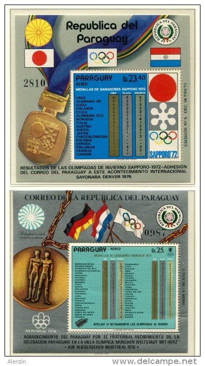 Olympic Games Paraguay 1972-1973 Bl 192 + 199 MNH ** Munich 1972 Sapporo - Summer 1972: Munich