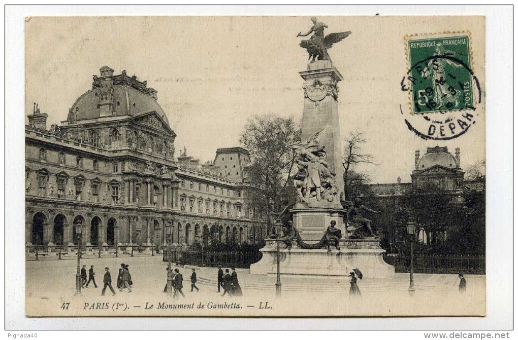 CP , 75 , PARIS , Le Monument Gambette - Autres & Non Classés