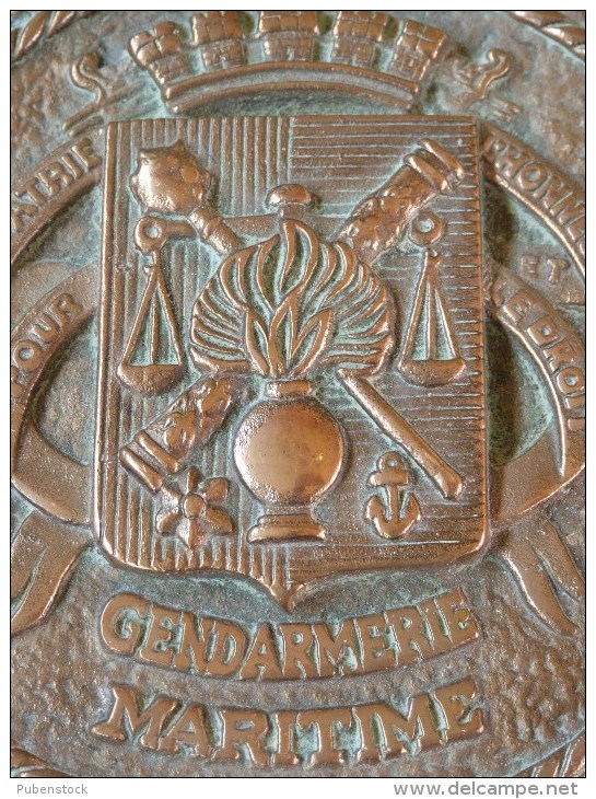 Plaque Souvenir "GENDARMERIE MARITIME" Bronze. - Polizei