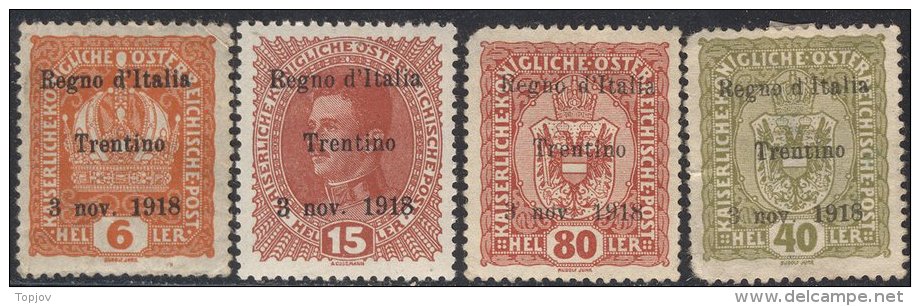 ITALIA - ITALY - TRENTINO ALTO ADIGE - SOPRASTAMPATO AUSTRIA  -  LOT -  *MLH  - 1918 - Trentin