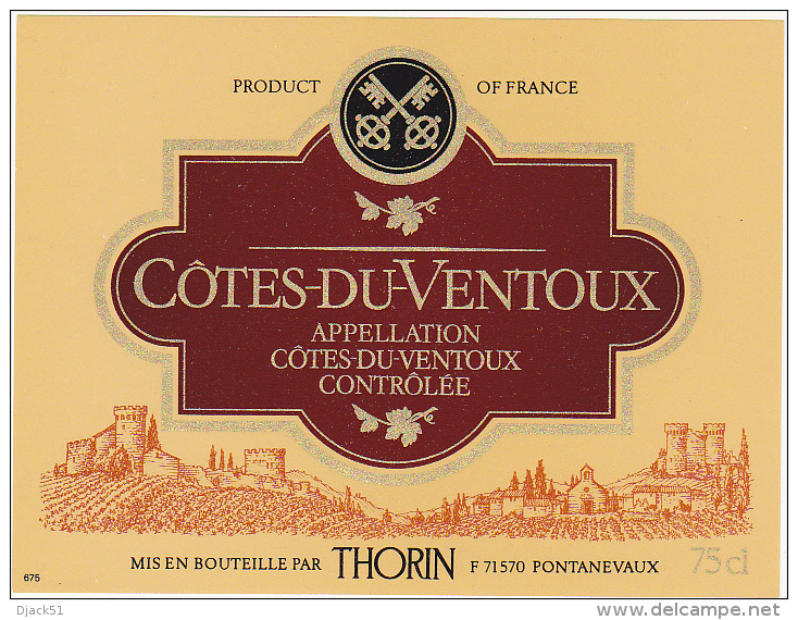 Etiquette Vin - CÔTES-DU-VENTOUX - THORIN - 71 - PONTANEVAUX - Côtes Du Ventoux