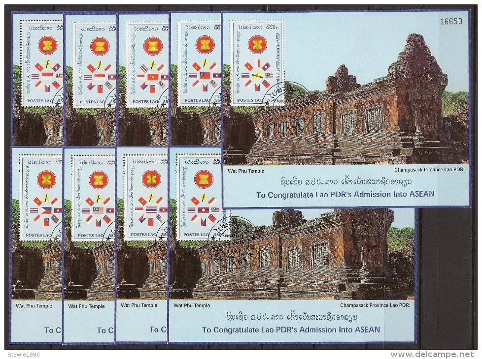 LAOS 1998 - Admission Into ASEAN - Set Of 9 S/s CTO - Laos