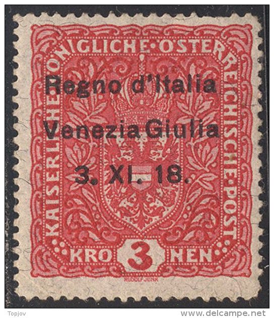 ITALIA - ITALY - VENEZIA  GIULIA  - SOPRASTAMPATO AUSTRIA  -  3 Kr -  Senz.gomma -  1918 - Venezia Giulia