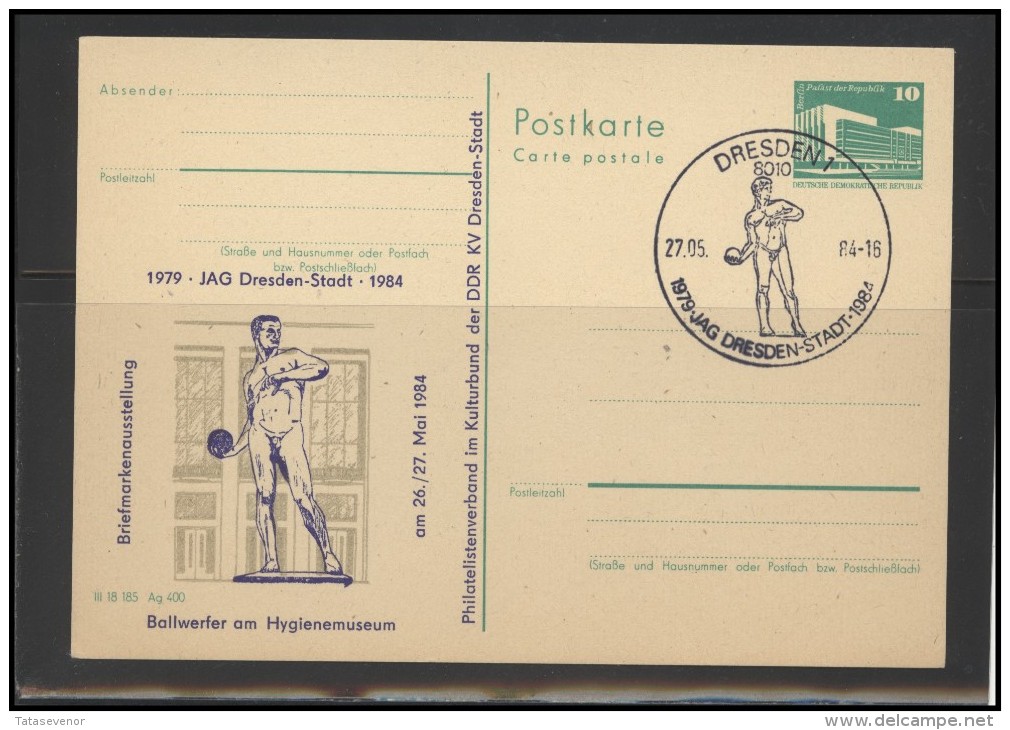 GERMANY DEUTSCHLAND DDR Stamped Stationery Special Cancellation D-DDR ST STAT 025 Sculpture Dresden - Sonstige & Ohne Zuordnung