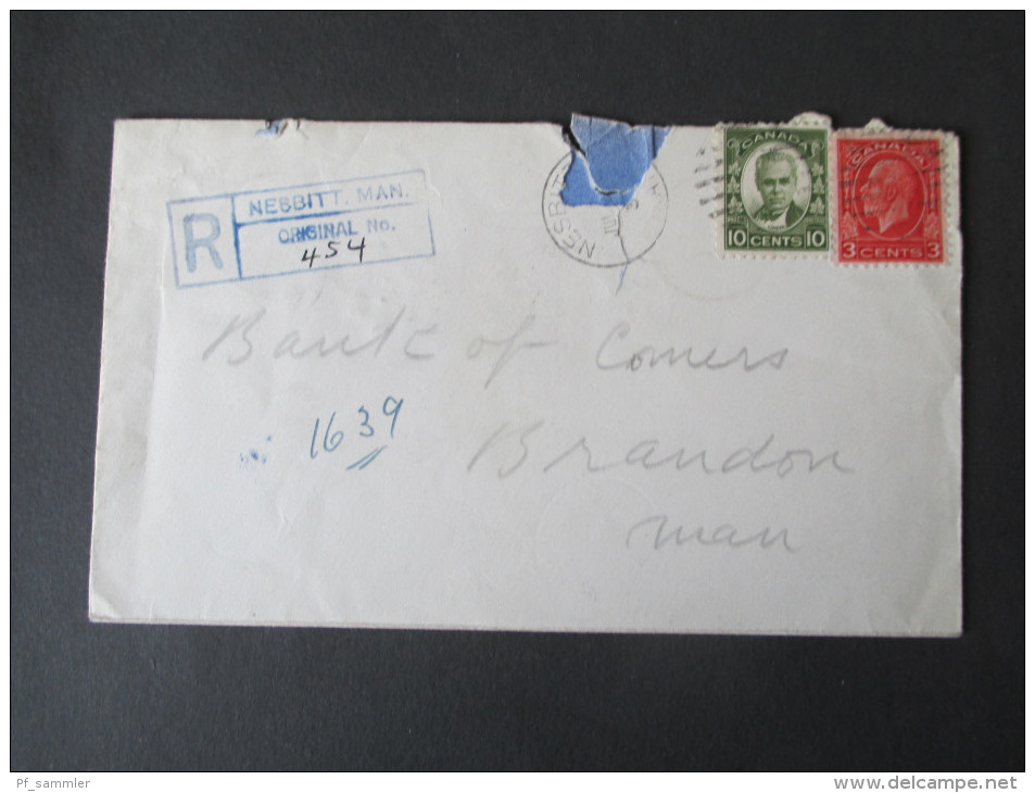 Canada Nesbitt-Brandon 1934 R-Brief Mit 9 Stempeln / Nine Cancels. Registered Letter - Briefe U. Dokumente
