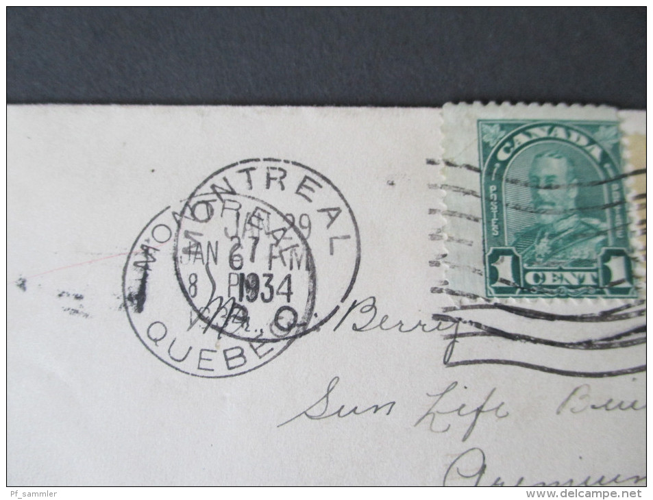 Canada 1934 Mischfrankatur Zweier Ausgaben! Breite Marken / Verzähnt?? Interessanter Briefumschlag - Briefe U. Dokumente