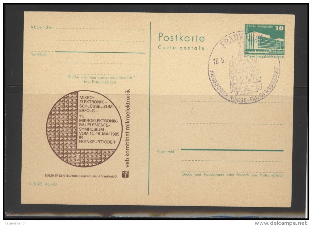 GERMANY DEUTSCHLAND DDR Stamped Stationery Special Cancellation D-DDR ST STAT 032 Microelectronics Symposium 1985 - Sonstige & Ohne Zuordnung